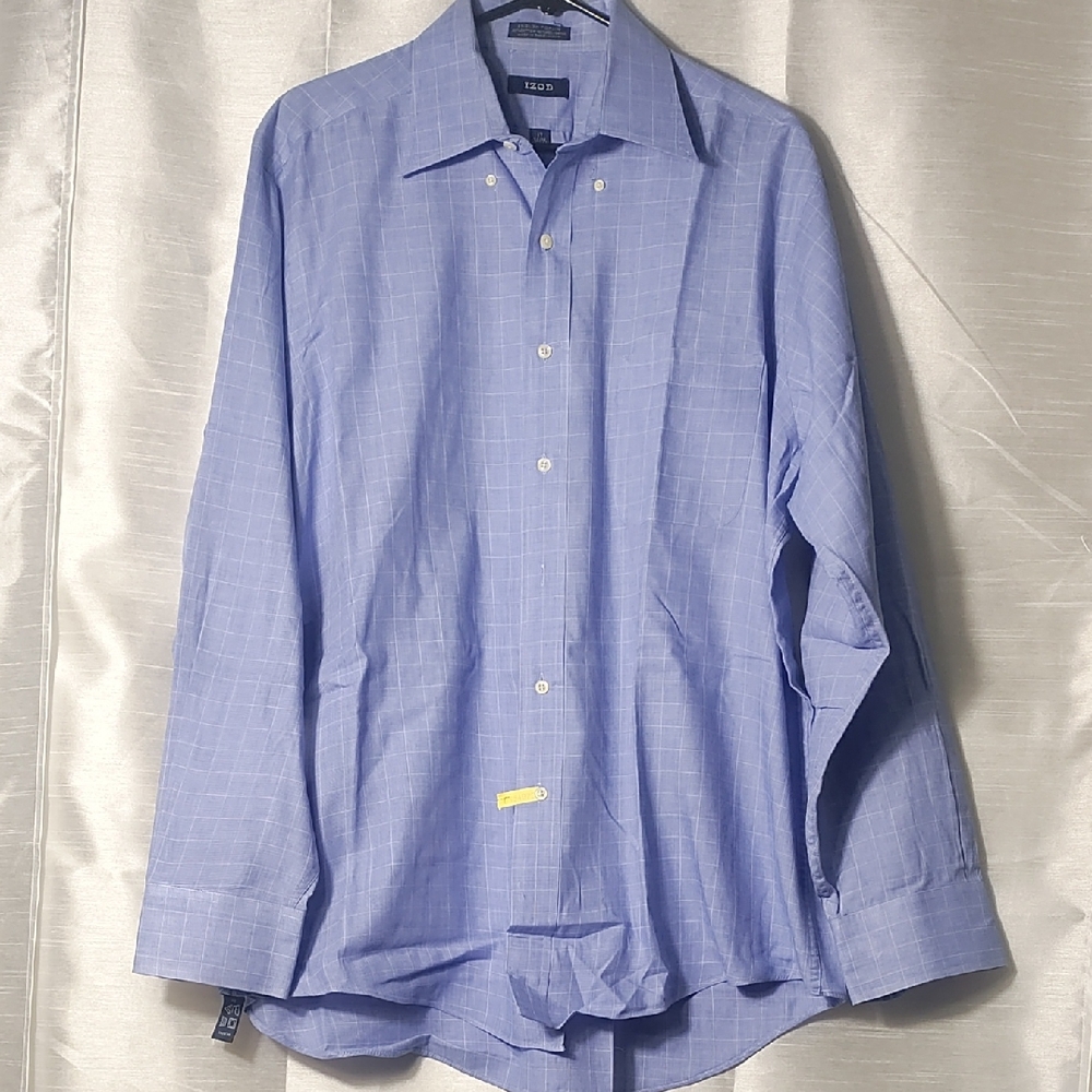 Izod Light Blue Checkered Dress Shirt